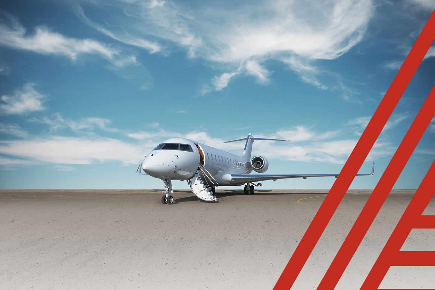 Plane on landing strip with icon overlaid on image